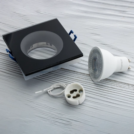 AQUA HALOGEN Leuchte fest quadratisch schwarz GU10 IP44