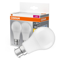 2x LED-Lampe A60 B22d 8W = 60W 806lm 2700K Warm 150° BASE Osram
