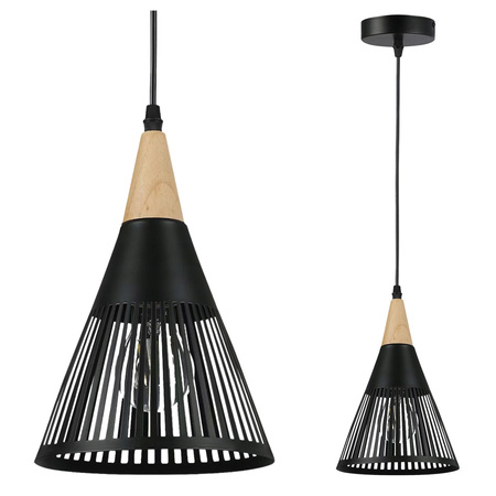 Masterled E27 Schwarz-Braun Hira Pendelleuchte für die Decke