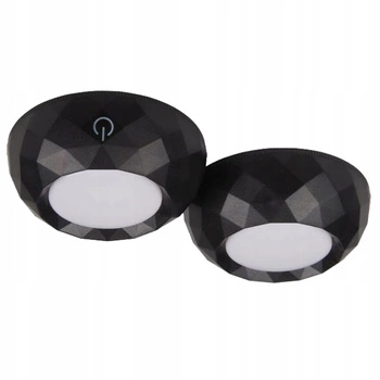 2x LED-Unterbauleuchte selbstklebend rund batteriebetrieben 4000K 3xAAA Schwarz