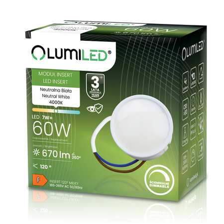 10x LED-Leuchteinsatz MR16 Modul INSERT Milky 7W = 60W 120° 670lm 4000K Neutral Dimmbar LUMILED