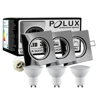 Set aus 3x quadratischer, schwarzer, beweglicher Halogenlampe GOLDLUX (Polux) + GU10 3,5W LED Lampen