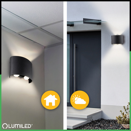 Wandleuchte Außen, Garten-Wandleuchte IP54 4W nach oben und unten UBERO LUMILED