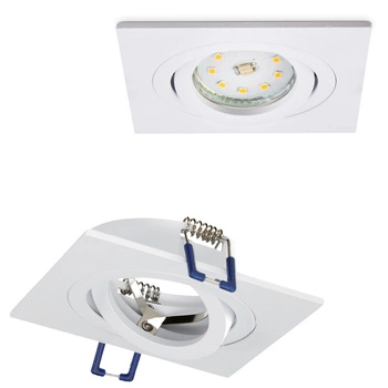 Halogen-Einbauleuchte GU10 MR16 OH28 quadratisch beweglich mattweiß Kobi