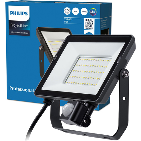 LED Fluter 30W 2850lm 4000K IP65 Schwarz mit Bewegungs- und Dämmerungssensor ProjectLine Fluter PHILIPS