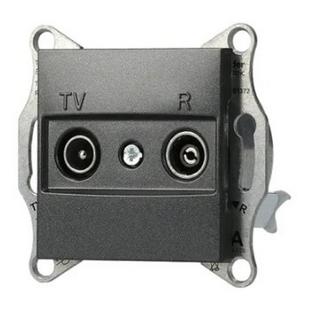 Einzelner RTV-Terminal-Antennensockel 1 dB ohne Rahmen Asfora Anthrazit