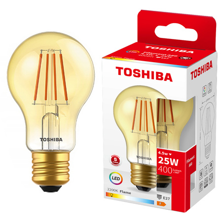 LED Lampen E27 A60 4.5W = 25W 400lm 2200K Warm Glühfaden Amber TOSHIBA