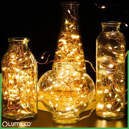 Solar Gartenlichterkette 100x LED Dekodraht 12m 2700K Warmweiß + FERNBEDIENUNG FILO LUMILED