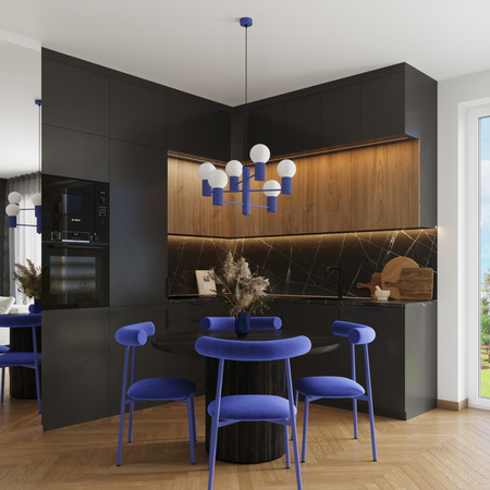 Kronleuchter Pendelleuchte 6x G9 Aluminium Blau Ultramarin Halo French Sky SL.1835 Sollux