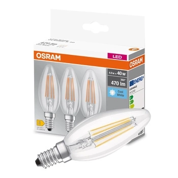 3x LED Lampen E14 B40 4W = 40W 470lm 4000K Neutral 320° OSRAM-Sockelfilament