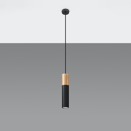 PABLO GU10 Hängeleuchte Skandinavisch Schwarz und Holz SOLLUX