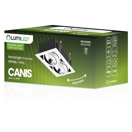 Einbaustrahler 2x GU10, ES111 Einbauspot HALOGEN Rechteck beweglich Weiß CANIS LUMILED