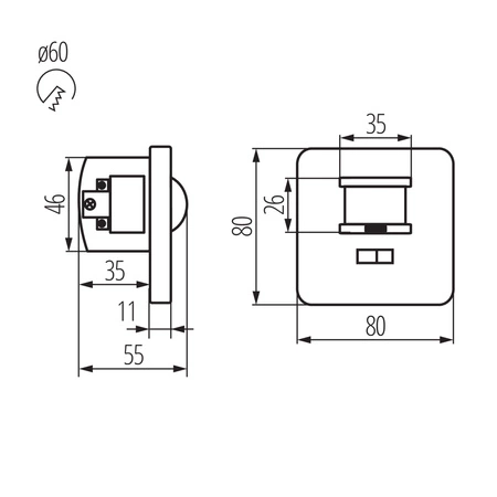 MERGE JQ-L Bewegungsmelder Weiß 1200VA IP20 Kanlux