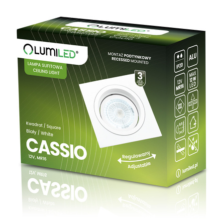 Einbaustrahler GU10, MR16 Einbauspot HALOGEN Quadrat beweglich Weiß CASSIO LUMILED