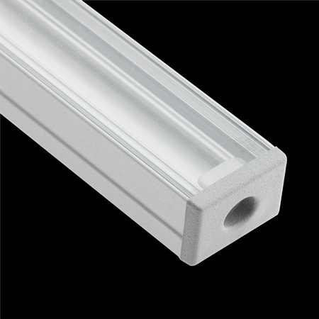 Anodisiertes Aluminium LED-Profil KM33 mit Klarglasabdeckung und Endkappen, 2m Silber LUMILED
