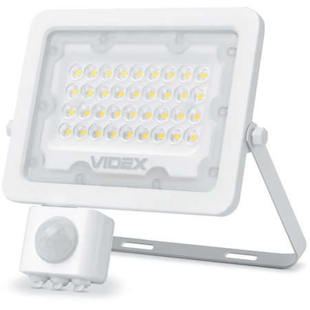 LED Fluter 30W 2700lm 5000K IP65 Weiß mit Bewegungs- und Dämmerungssensor VIDEX LUCA