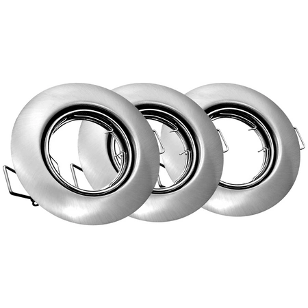 Set aus 3x beweglichen Halogenlampen GOLDLUX (Polux), rund, Nickel + GU10 3,5W LED Lampen