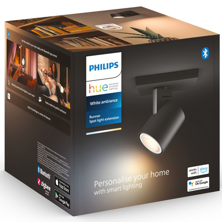 Spot Runner LED Wandleuchte Schwarz 4.2W CCT PHILIPS HUE Bluetooth Zigbee