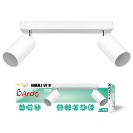 Wandsteckdose Aufbaulampe Beweglich 2x GU10 Weiß Matt Chrom Bardo Masterled