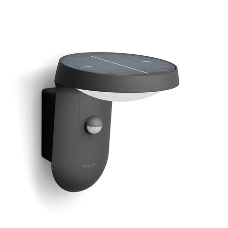 Solar-Gartenlampe LED-Wandleuchte TYLA IR 1,2W 3000K IP44 mit Bewegungs- und Dämmerungssensor Anthrazit PHILIPS