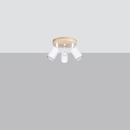 VERDO 3P 3xGU10 Weiß Holz Skandinavisch SOLLUX Deckenleuchte