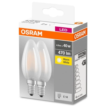 2x LED Lampen E14 B35 4W = 40W 470lm 2700K Wärme 300° OSRAM-Sockelfilament