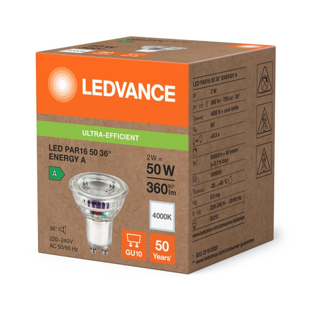 LED-Reflektor-Glühbirne GU10 PAR16 2W = 50W 360lm 4000K Neutral 36° Ledvance
