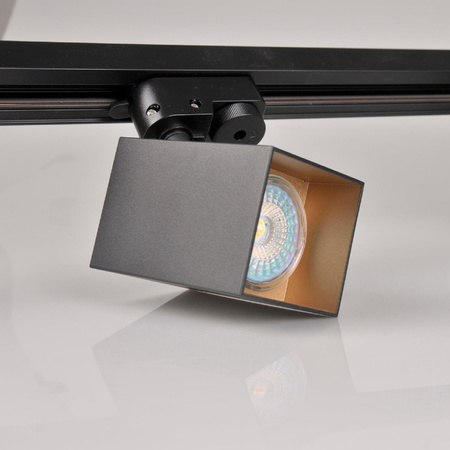 GU10 Schwarz+Gold Stromschienenleuchte für Tragschienen Square POLUX