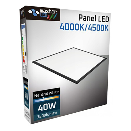 LED-Panel-Deckenleuchte 40W 3200lm 4000K Neutral abgependelt Quadrat Schwarz Lumio Masterled