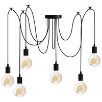 Pendelleuchte mit 6x E27-Sockeln einstellbare, Hängelampe Schwarz mit 6-fach Pendel Spinne Arane LUMILED