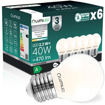 6x LED-Lampe E27 Ball P45 2.2W 470lm = 40W 4000K Neutrana 360° Filament CLASS A LUMILED