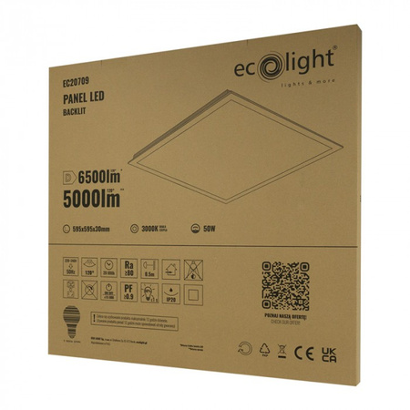 LED-Panel 60x60 Einbau-Panel 50W 6350lm 3000K Warmweiß hinterleuchtet Ecolight