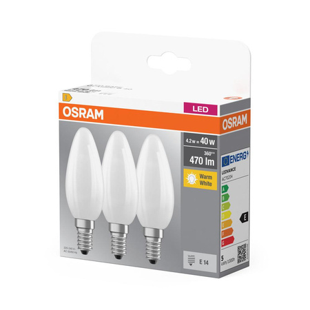 3x LED Lampen E14 B35 4,5W = 40W 470lm 2700K Wärme 300° OSRAM Filament