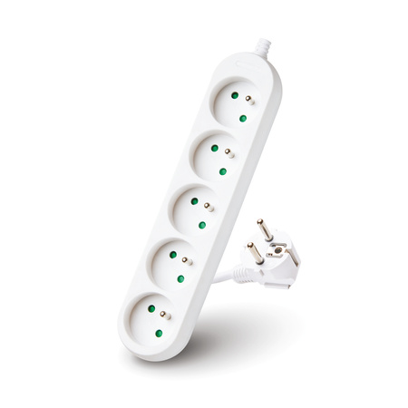 Verlängerungskabel Stecker 5 x geerdete Steckdose Steckdosenleiste 1.5m Weiß Linea Kobi