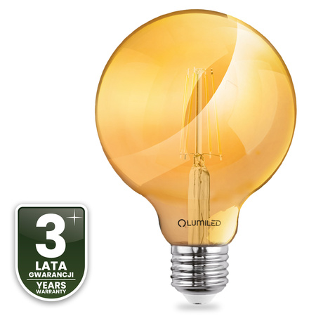 Dekorative LED Lampen E27, Glühbirne G95 6W = 50W 660lm 2000K warm 360° Globe Amber Glühfaden LUMILED
