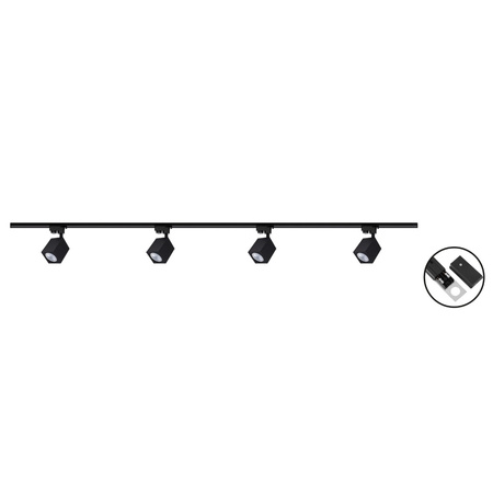 2m Stromschiene + 4x Schienenstrahler GU10 Schwarz Quadratisch LUMILED