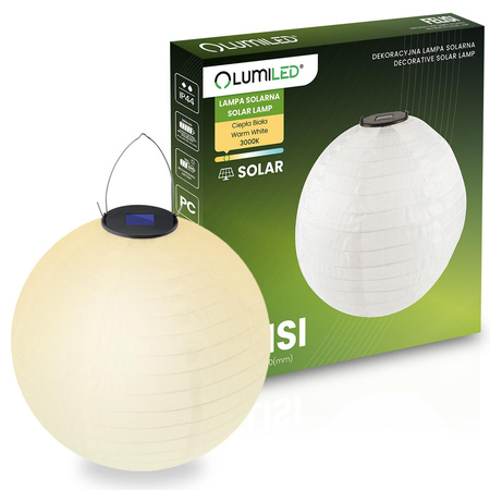 Solar-LED-Lampe, Solar Gartenlatarne Lampion 30cm Kugelleuchte Weiße FELISI LUMILED