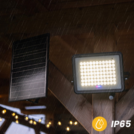 Solar LED Halogenstrahler 300W Gartenlampe 4000K IP65 PIR Bewegungsmelder + Fernbedienung FULGOR LUMILED