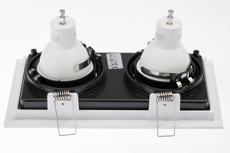 Einbaustrahler 2x GU10, Einbauspot HALOGEN Quadrat beweglich Weiß GEMINUS LUMILED