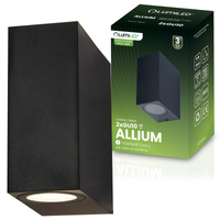 Wandleuchte Außen 2x GU10, Garten-Wandleuchte Schwarz Quadratisch ALLIUM LUMILED