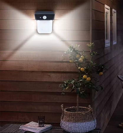 LED-Solar-Gartenlampe Fassaden-Wandleuchte 4000K IP54 Bewegungs- und Dämmerungssensor