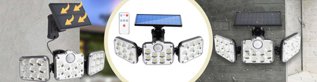 Solar-Flutlichtlampe 138x LED 10W 480lm Kalt IP65 Bewegungssensor + Fernbedienung