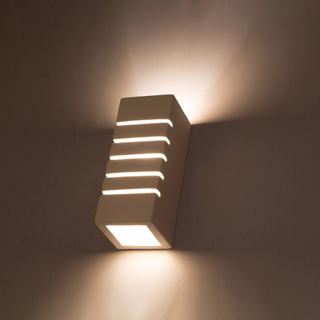 LED-Wandleuchte SAMIR E27 Wandleuchte Rechteckig Keramik weiß SOLLUX