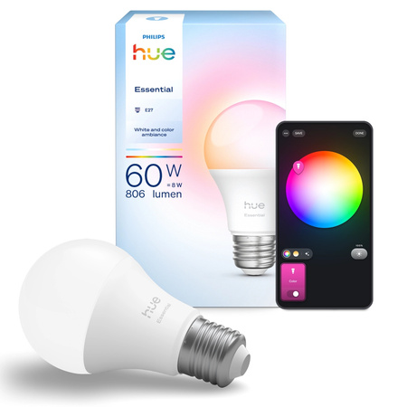 LED-Glühbirne E27 A60 8W = 60W 806lm 2200-6500K CCT + RGB SMART Smart Bluetooth ZigBee Weiß und Farbe Ambiance + Bridge Bridge Philips HUE Starter Kit