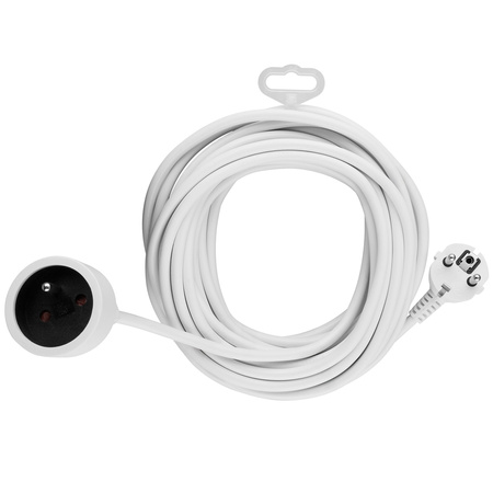 Netzverlängerungskabel Geerdete Steckdosenleiste 1 Steckdose 10m Weißes Kabel Lendo Lumiled