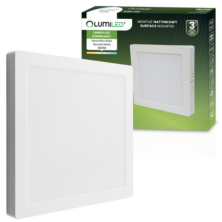 LED-Deckenanbauleuchte 18W Square 4000K GLOW White LUMILED