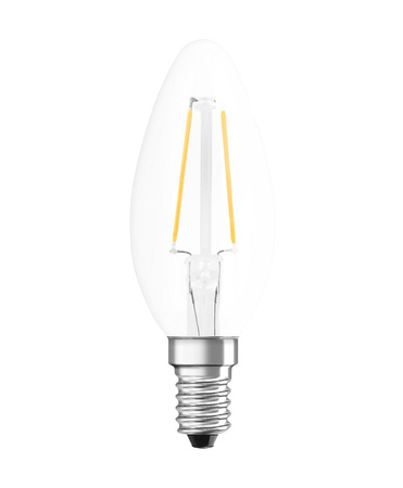 LED Leuchtmittel E14 B35 CL 1,5W = 15W 136lm 2700K Warm 300° OSRAM STAR Filament