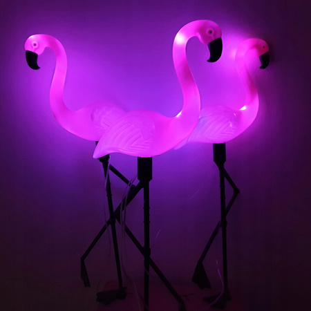 3x LED SOLAR betriebene Gartenlampe Flamingos 54cm