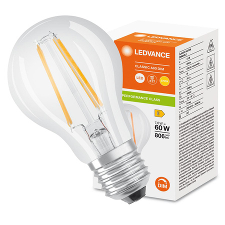 LED Lampen A60 E27 7W = 60W 806lm 2700K Warmweiß FILAMENT DIMMABLE LEDVANCE