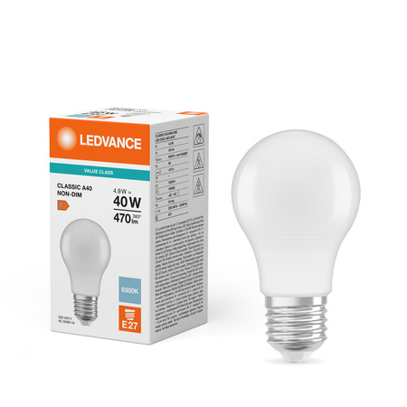 LED Lampen A60 E27 4.9W = 40W 470lm 6500K Kaltweiß LEDVANCE